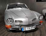 =VW Karmann-Ghia, Bauzeit 1970 - 1974, 1584 ccm, 50 PS, 140 km/h, gesehen im EFA Museum in Amerang, 06-2022