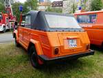 =VW 181 als Fahrzeug des Katastrophenschutzes vom Vogelsbergkreis, steht im Mai 2017 in der Burgenstadt Schlitz