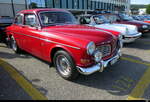 Ein Roter Volvo 123GT zu Besuch am Oldtimer Treff auf den Areal des Flugplatz in Bleienbach am 31.05.2026