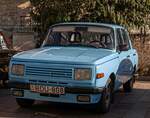 Wartburg 353W Facelift, gesehen auf dem  Veteranfahrzeugausstellung zum Silvestertag  auf dem Hauptplatz von Pécs (HU) am 30.12.2025.