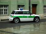 Mini Cooper der bayerischen Polizei.