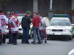 Streifenwagen der Polizeidirektion Weiden vor einem Eishockeyspiel der Blue Devils Weiden gegen den ETC Crimmitschau.
