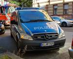 =MB Vito der Landespolizei Hessen bei einem Feuerwehreinsatz in Wiesbaden im Juni 2019