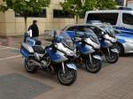 Drei BMW Motorräder derPolizei Hessen am 26.09.15 auf der IAA in Frankfurt am Main