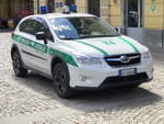 Tirano (Italien) am 30. Juni 2018 steht am Bahnhof ein Subaru XV der Polizia Locale