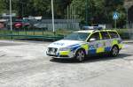 Am 06.06.201 zum Schwedischen Nationalfeiertag in Ronneby ein schwedischer Polizei-Streifenwagen im Dienst.