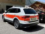 Heckansicht des VW Tiguan der Kantonspolizei Bern am 18.6.22 bei der Tag der offenen Türen der Air Glaciers in Lauterbrunnen.