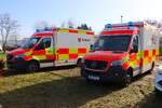 Malteser und BRK Mercedes Benz Sprinter RTW am 07.03.26 in Kleinostheim bei einer Großübung