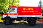 DLRG Maintal Mercedes Benz Unimog U1300 (Pelikan Main Kinzig 19-69-1) am 01.10.23 beim Tag der offenen Tür