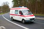DRK Katastrophenschutz Main Kinzig Kreis Mercedes Benz Sprinter KTW am 12.03.23 bei einer Evakuierung in Hanau