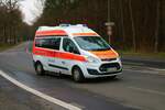 DRK Katastrophenschutz Main Kinzig Kreis Ford Transit KTW am 12.03.23 bei einer Evakuierung in Hanau