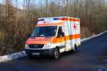 DRK Rettungsdienst Wetterau Mercedes Benz Sprinter RTW beim Abrücken am 31.01.26 nach einer Großübung in Büdinger Gewerbegebiet