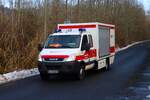 Malteser Rettungsdienst Wetterau IVECO Daily GW-San beim Abrücken am 31.01.26 nach einer Großübung in Büdinger Gewerbegebiet
