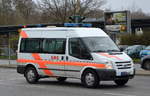 AMG Ambulanz Marzahn GmbH aus Berlin mit einem FORD Transit Krankentransportfahrzeug am 13.03.20 Berlin Marzahn.