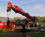 Liebherr Autokran des CGDIS, steht am Ufer des Echternacher Sees zu einer Vorf�hrung bereit. Tag der Rettungsdienste. 22.09.2024