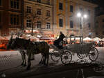 Ein Kutsche wartet in Krakau auf den nächsten Einsatz.