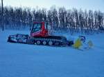 Eisberarbeitungsmaschine im Skigebiet Vierly Vinterland in Rauland, Norwegen.