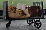 Dieser alte Gepäcktransportwagen war im Eisenbahnmuseum von Madrid ausgestellt. (November 2022)
