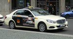 =MB-Taxi als Werbeträger für die eigene Marke, gesehen im Juli 2016 in Leipzig