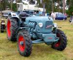 Eicher steht zur Oldtimeraustellung im Agroneum Alt Schwerin, August 2014