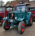 =Hanomag R 40 steht bei der Oldtimerausstellung der Traktorfreunde Wiershausen am Klostergut Hilwartshausen, 05-2023
