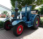 =Lanz, ausgestellt bei der Traktorenausstellung  Ahle Bulldogge us Angeschbach oh Lannehuse  in Angersbach im Juni 2018
