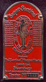 Typenschild am Dampftraktor  The Elephant  (Altenbeken, Juli 2019)