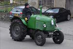 Steyr Traktor, war als Teilnehmer beim Umzug zum „Baurefest  in Brachtenbach mit dabei.