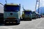 Zwei eActros von Camion Transport am 27.6.26 beim Trucker Festival Interlaken.