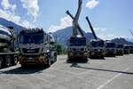 Mehrere MAN Betonmischer von Daepp Beton am 26.6.22 beim Trucker Festival Interlaken.