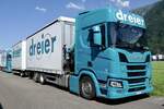 Ein Scania Hängerzug von Dreier am 26.6.22 beim Trucker Festival Interlaken.