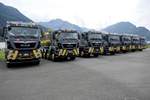 Sechs MAN und ein Steyr von Eicher Transporte am 25.6.18 bdim Trucker Festival Interlaken.