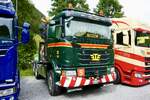 Ein Scania mit Pritsche von Emil Egger am 29.8.26 beim Diemtigtaler Truck Treff.