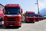 Mehrere LKWs von K�stli am 27.6.26 beim Trucker Festival Interlaken.