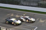 Zweikampf in der LMGTE Klasse, Nr.55 Ferrari F458 Italia,vom Team AF CORSE und Nr.77 Porsche 911 RSR 991, von Proton Competition bei der European Le Mans Series am 25.9.2016 in Spa Francorchamps.