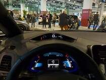 Das ist was der Fahrer im Nissan Leaf sieht (Auto Zürich 2014).