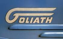 Goliath-Werke GmbH Bremen, Schriftzug am dreirdrigen Transporter GD750, Baujahr 1954, Nov.2014