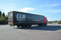 Am 15.09.2014 steht TBT 955 (Scania) auf einem Rastplatz an der E4 Richtung Jönköping.