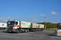 Am 16.09.2014 steht CFD 153 (Scania R480) auf einem Rastplatz an der E4 Richtung Stockholm.