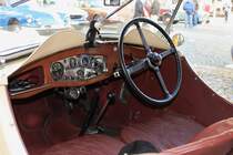 Cockpit eines Riley Nine Lynx 4 seat Tourer auf dem Rathausplatz in St. Tönis, 12.10.14