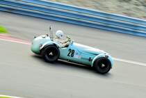 HWM Alta-Jaguar Bj.1951, 3442ccm, Fahrer  BERT Nicolas & BERT Jonathan beide Belgien. Woodcote Trophy & Stirling Moss Trophy Supportrennen bei den SPA SIX HOURS 20.September 2014. Mitgezogen und mit schräger Kammeraführung in Szene gesetzt um Dynamik auszudrücken! 