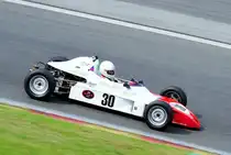 Detlef März (GER),auf Royale RP24 FF1600 (1977), beim Graf Berghe von Trips Pokal beim ADAC Rce Festival am 20.7.2014. Mitgezogen und schräg in Szene gesetzt um Dynamik auszudrücken!