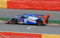 LMP2 Nissan / Lola B12/80 Coupe vom Team Gulf Racing Middle East beim WEC 6h am 4.5.2013 in Spa Francorchamps mitgezogen auf der Zielgeraden.