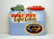 Nostalgie: seit einiger Zeit gibt es in Frankreich Modelle der Firma ATLAS, die aus alten Formen von DINKY/MECCANO hergestellt werden - in China. Hier ein Set aus Citroen 2CV und DS. Titel:  Les Stars Du Quai De Javel , benannt nach der längst nicht mehr existierenden Produktionsstätte von Citroen am Pariser Seine-Ufer. Dass die Verpackung originalgetreu ist, würde ich bezweifeln. Fotografiert im Februar 2015.