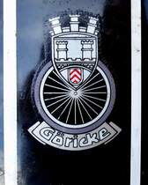 Grickewerke Bielefeld, Firmenemblem auf dem Hinterradschutzblech eines Oldimer-Motorrades von 1950, die Firma bestand von 1903-69, Feb.2015