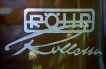 Fahrzeug-und Maschinenfabrik GmbH Erich Rhr Landshut, Schriftzug am Oldtimer-Motorroller  Rhr Roletta  von 1954, die Firma produzierte von 1952-58, Feb.2015