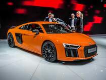 Audi R8, Modelljahr 2015, fotografiert auf dem genfer Autosalon.