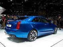 Cadillac ATS-V (Rückansicht). Autosalon Genf 2015