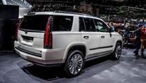Cadillac Escalade, Rückansicht. Foto: Autosalon Genf 2015 März.