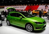 Grüner Seat Leon. Foto: Autosalon Genf 2015.